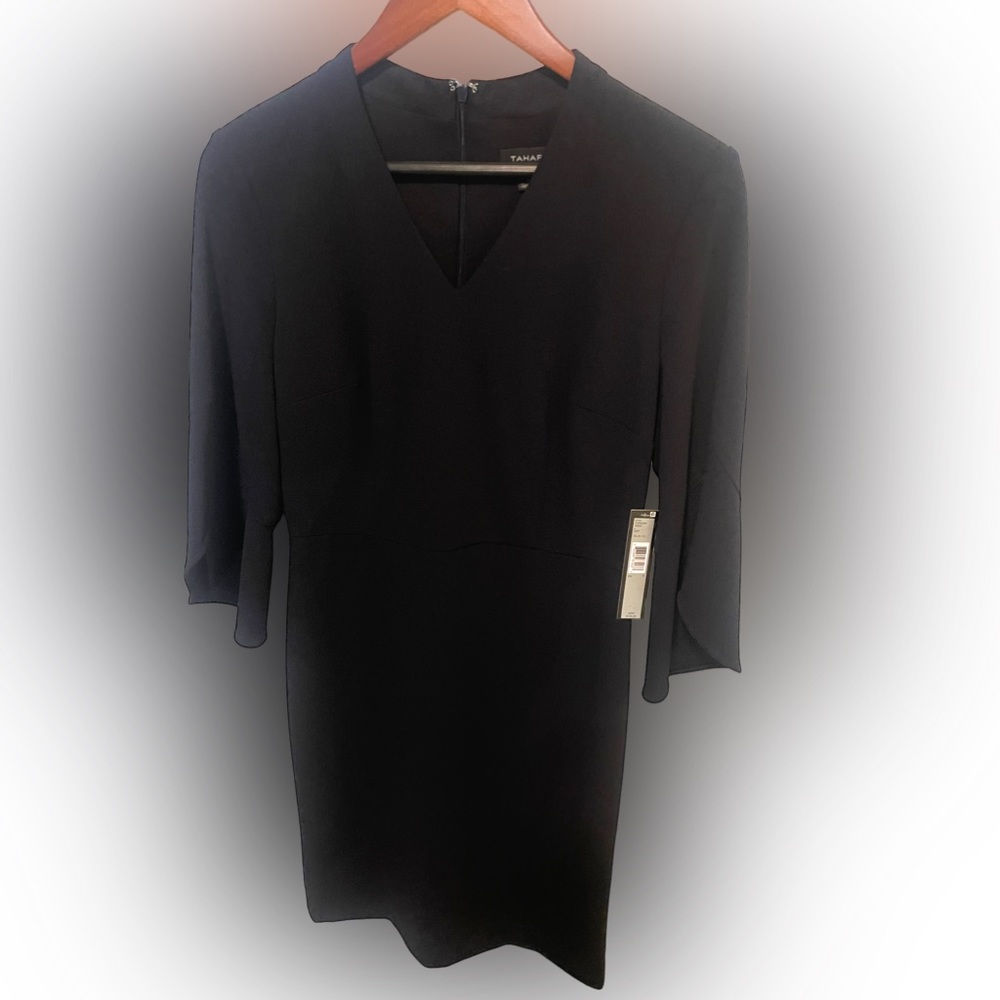 NWT! TAHARI Navy Blue V-Neck Work Dress